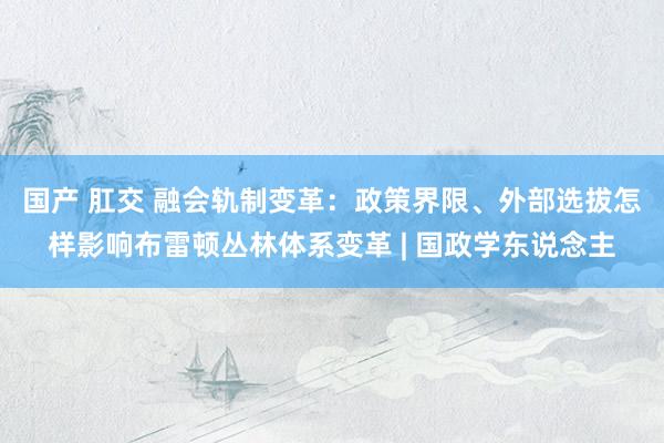 国产 肛交 融会轨制变革：政策界限、外部选拔怎样影响布雷顿丛林体系变革 | 国政学东说念主